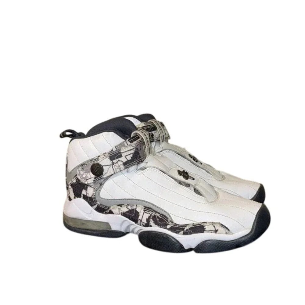 Nike Air Max‎ Penny 4 White Black Silver Kids Basketball Shoes 1-Cent Logo